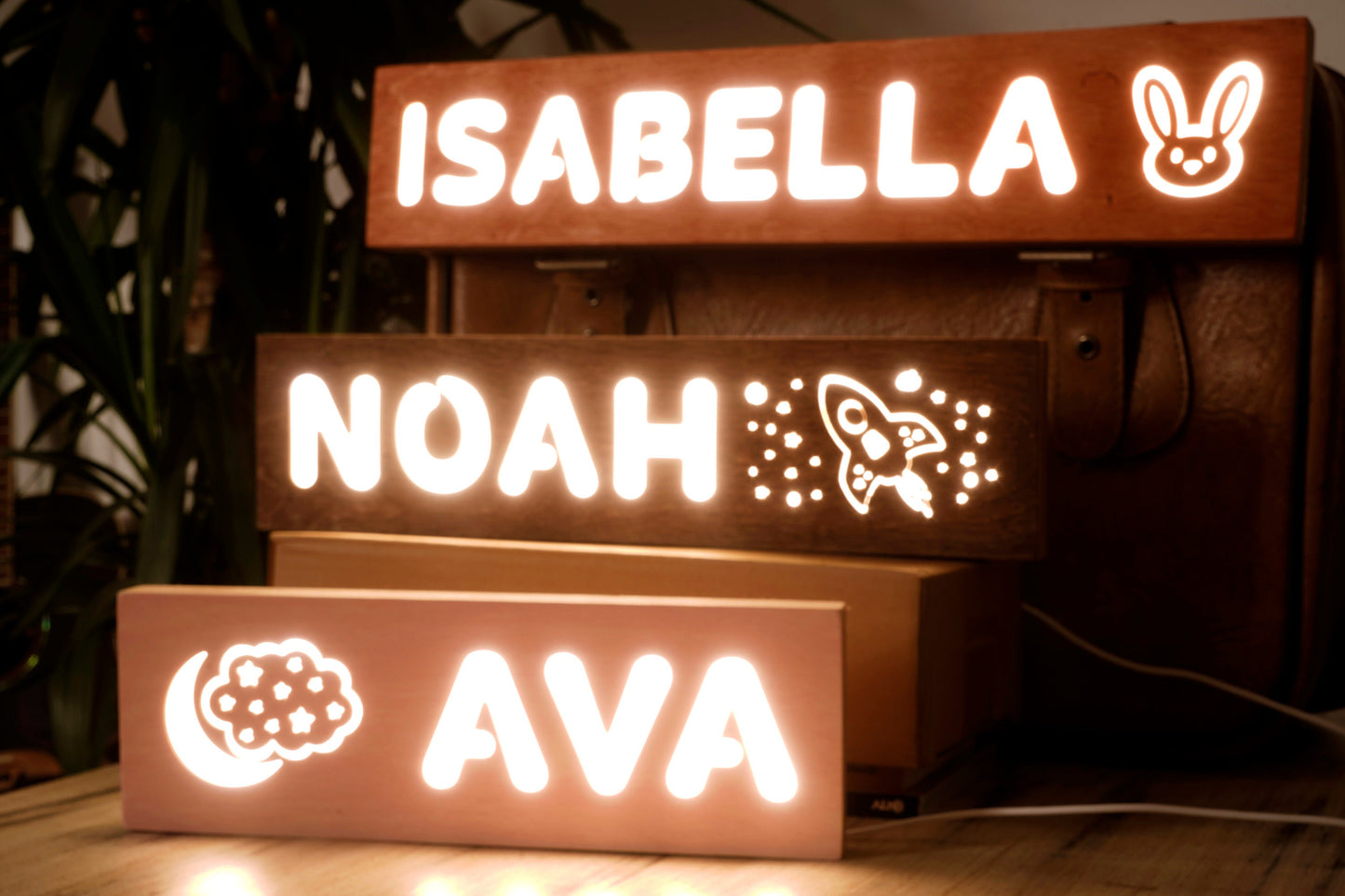 Night Light Nursery Decor - Personalized Wooden Lamp - Kids Birthday Gift - Baby Lamp - Kids Room Decor - Baby Girl Gift - Baby Boy Gift