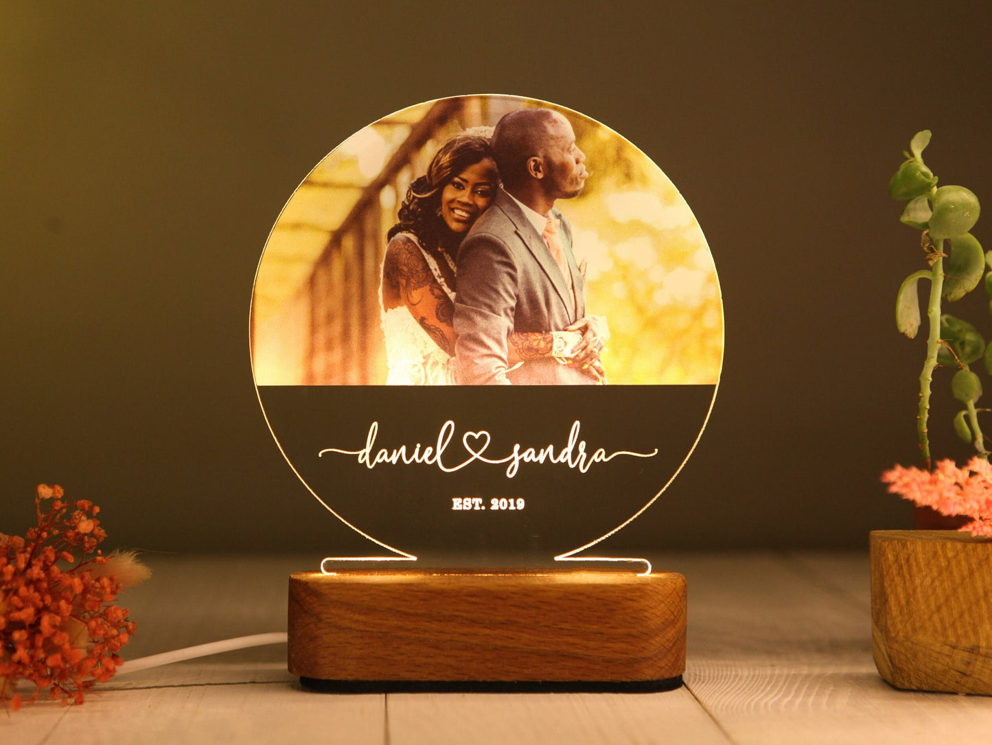 Custom Photo Night Light - Anniversary Gift - Newlywed Gift