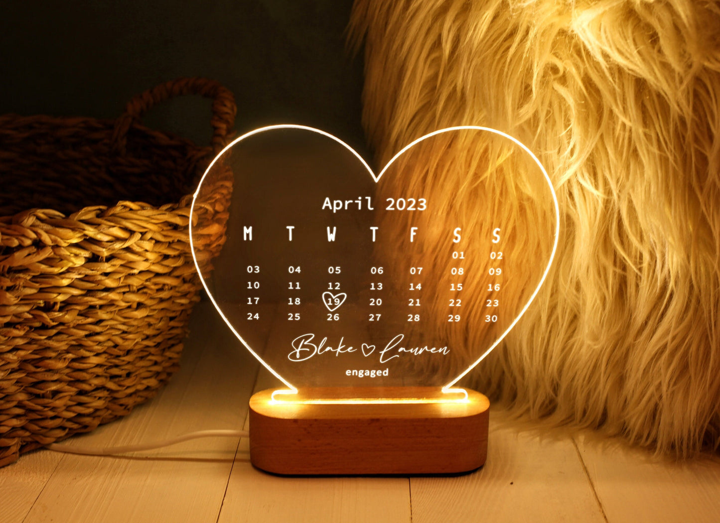 Custom Heart Led Light - Personalized Valentines Gift