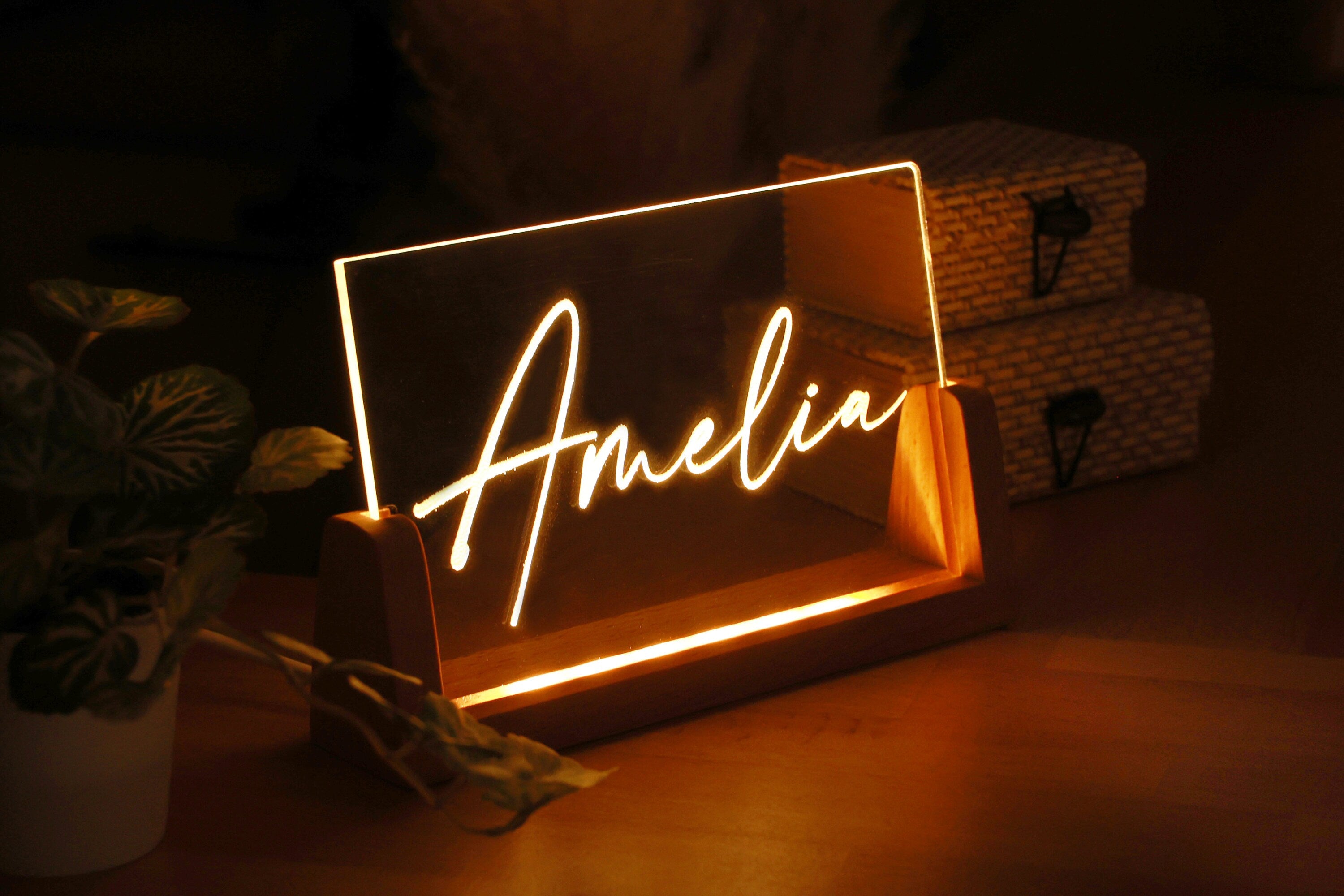Personalisiertes Plexiglas-Nachtlicht mit Namen - Geschenk zu Weihnachten