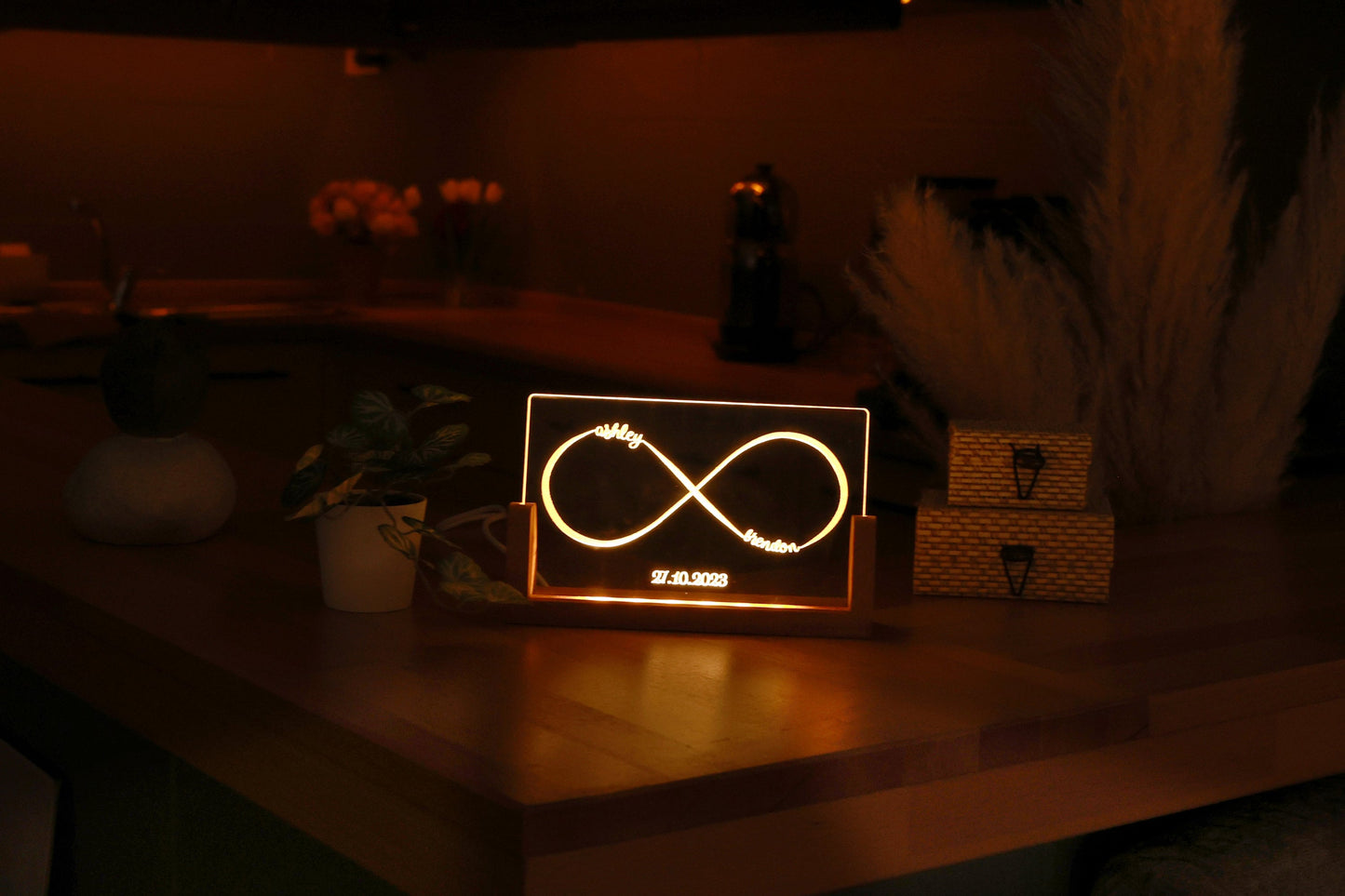 Double Name Infinity Night Lamp with Date - Custom Night Light