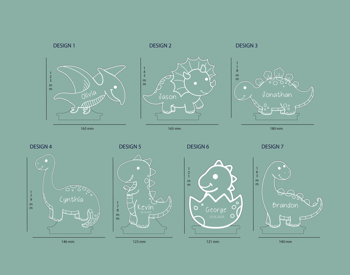 Nachtlicht mit Namen für Kinder, personalisiert, Dino Kinderzimmer Dekor