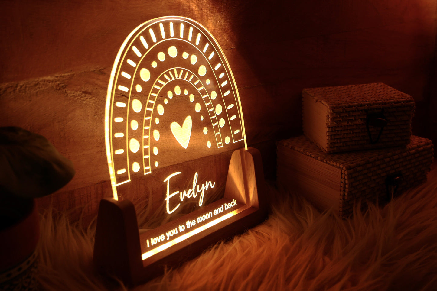 Nachtlicht für Kinder mit Namen, personalisiertes Weihnachtsgeschenk, Love You To The Moon & Back LED-Nachtlicht