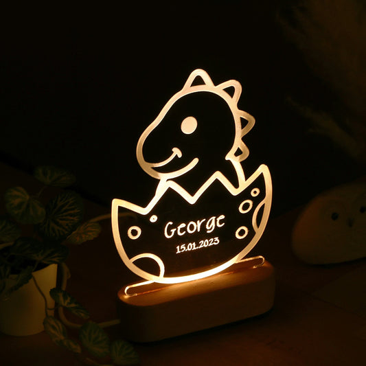 Personalized Dinosaur Night Light Cute Kids Name Nightlight