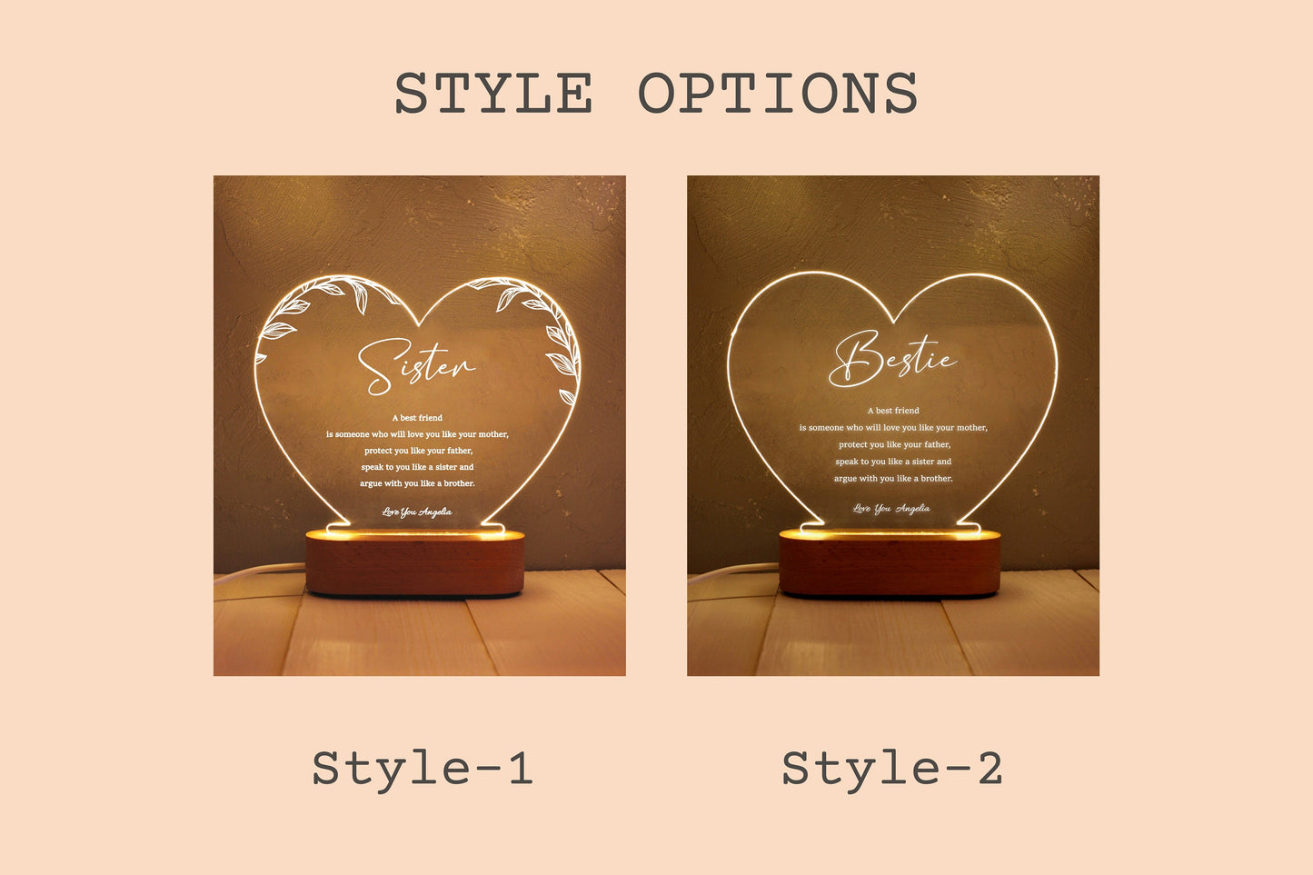 Custom Besties Night Light - Best Friend Birthday Gift