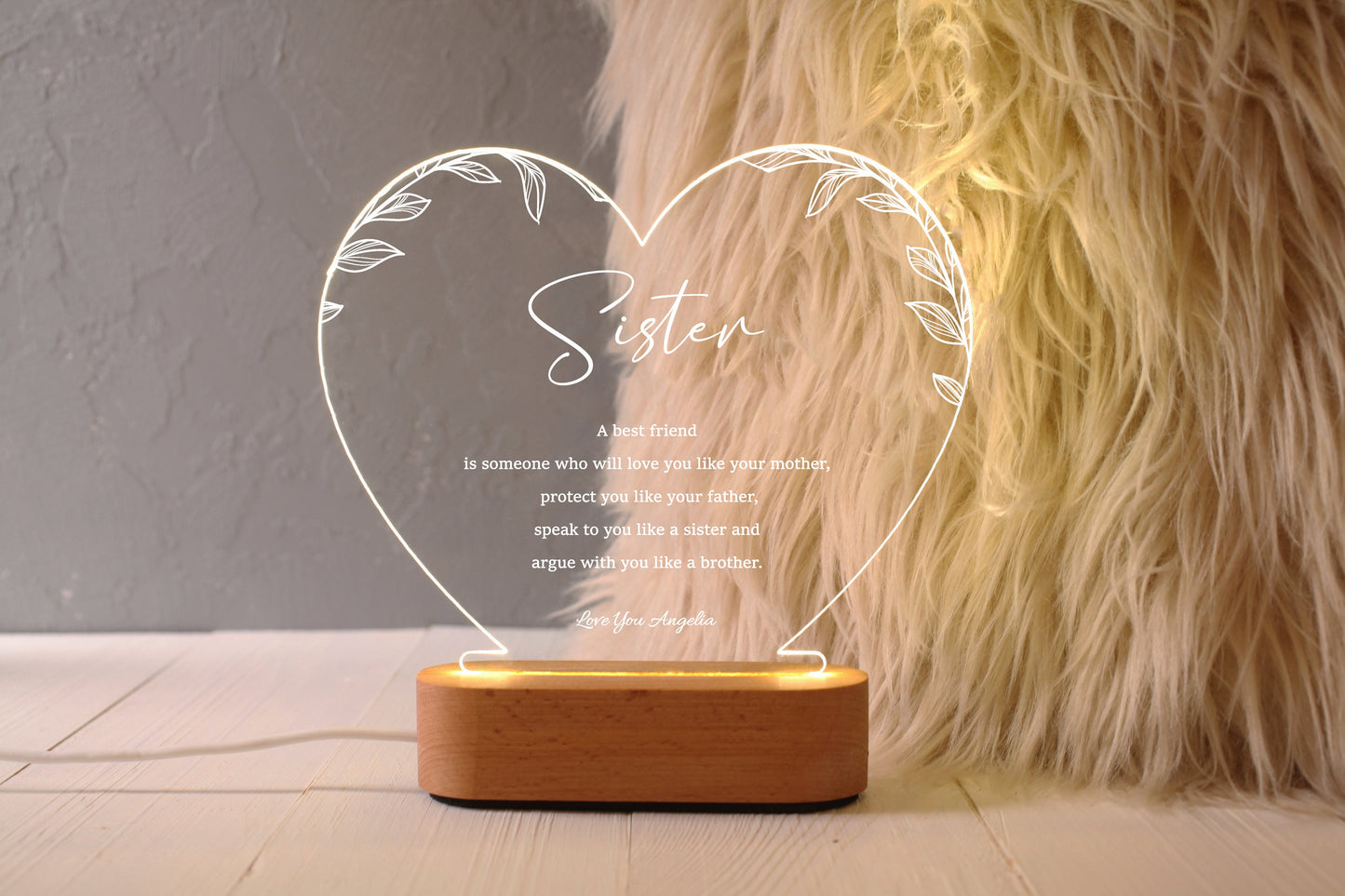 Custom Besties Night Light - Best Friend Birthday Gift