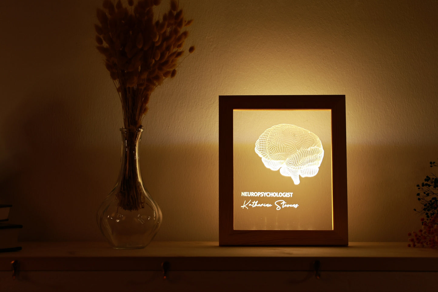 Abschlussgeschenk für Psychologiestudenten - Neurologie-Geschenk - Anatomisches Gehirn - Gerahmte Kunst