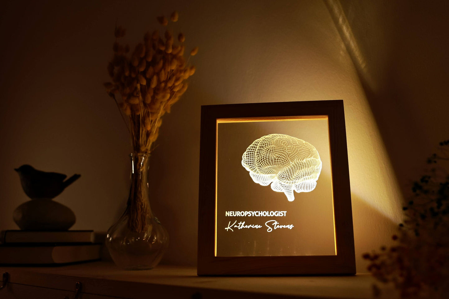 Abschlussgeschenk für Psychologiestudenten - Neurologie-Geschenk - Anatomisches Gehirn - Gerahmte Kunst