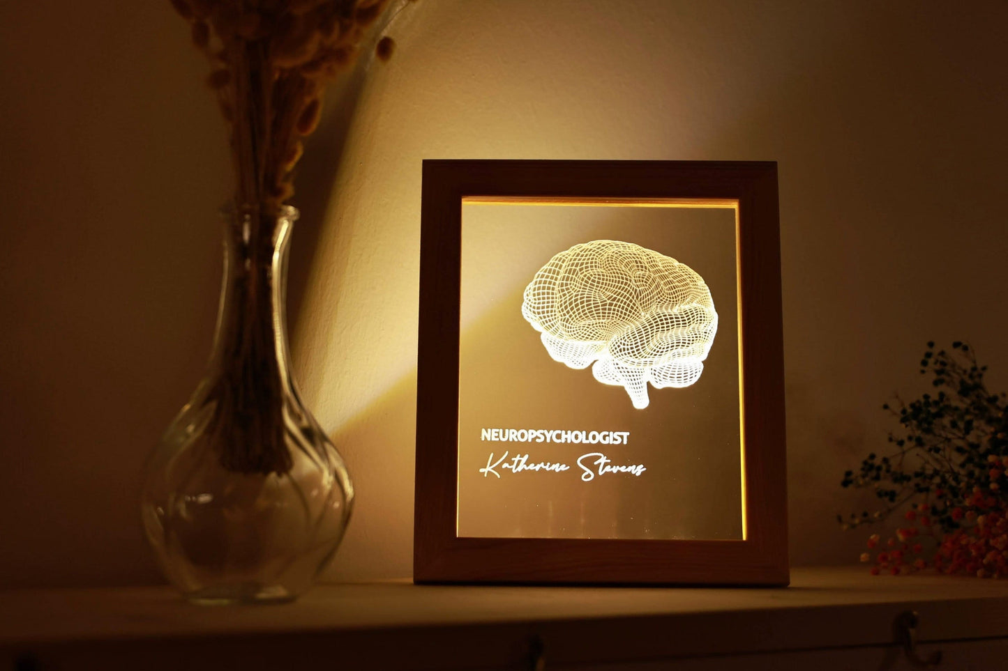 Abschlussgeschenk für Psychologiestudenten - Neurologie-Geschenk - Anatomisches Gehirn - Gerahmte Kunst