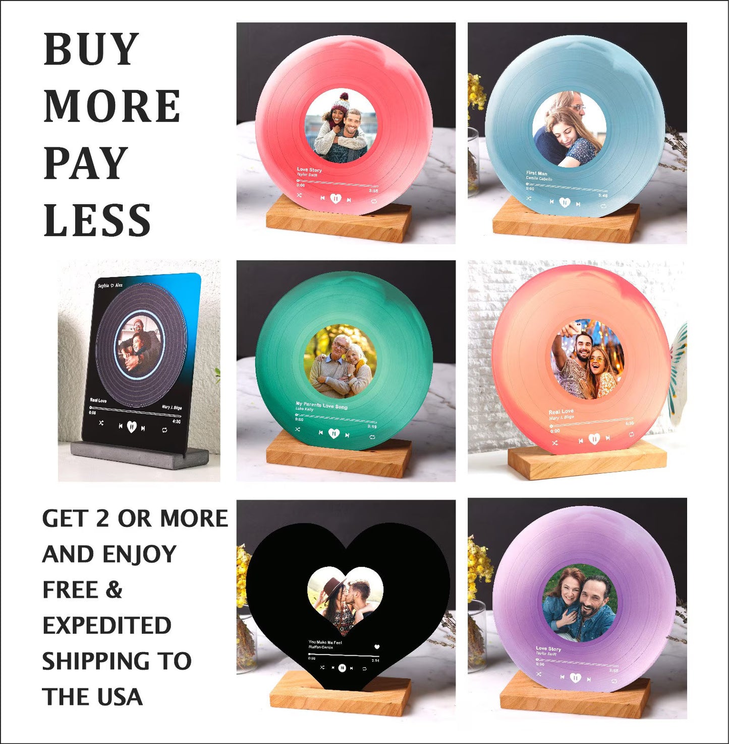 Song Personalized Record - Birthday Gift for Her - Anniversary Gift for Him - Couples Gift - Wedding Gift - Song Plaque - Valentines Gifts