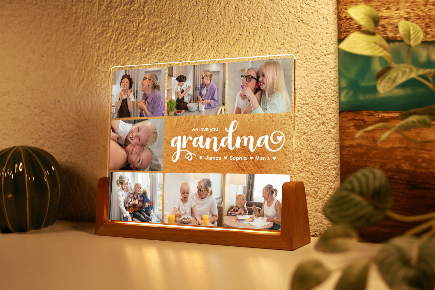 7 Photos Mom, Nana, Dad Personalized Night Light