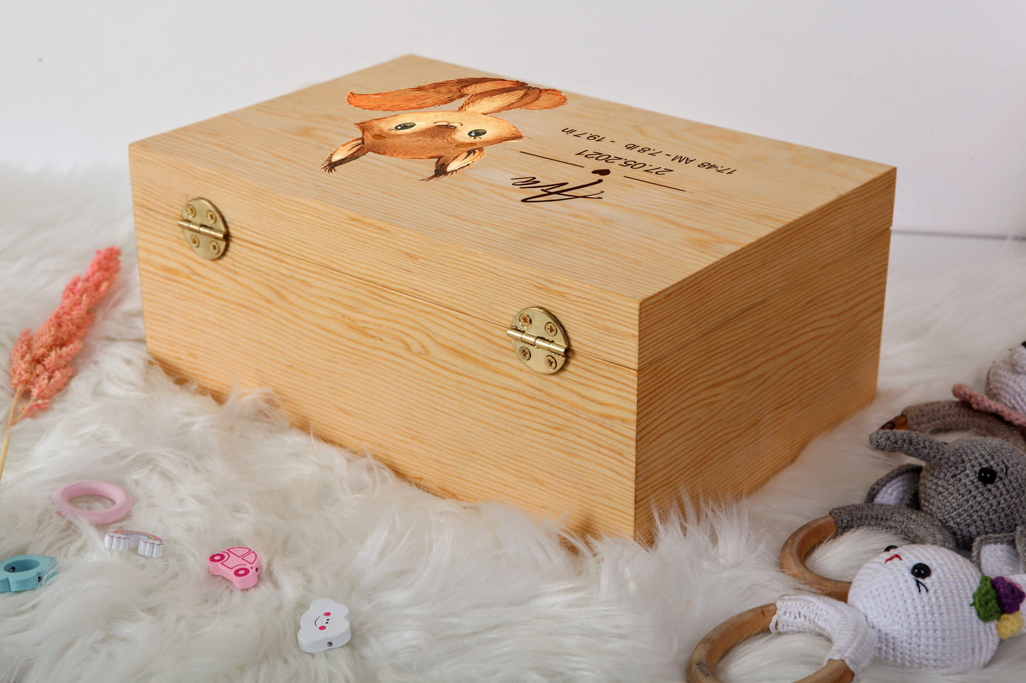 Wooden Baby Keepsake Box with Name - New Baby Gifts - Welcome Baby Box - Memory Box Baby - Baby Gift Birth - Baby Shower Gifts - Aunt Gift