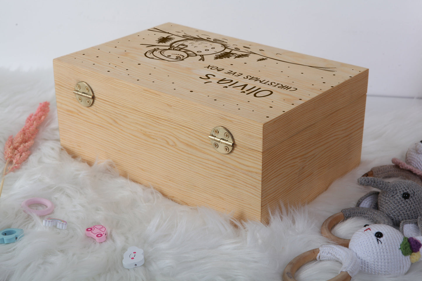 Personalised Wooden Christmas Eve Box - Wooden Box with Name - Birth Stats Gift - Keepsake Box - Christmas Gift for Kids - Gift for Nephew