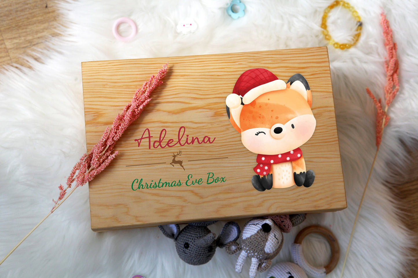 Personalized Wooden Christmas Eve Box with Name - Baby Girl Gifts - Wooden Baby Keepsake Box - Christmas Box Baby Shower Gifts - Aunt Gift