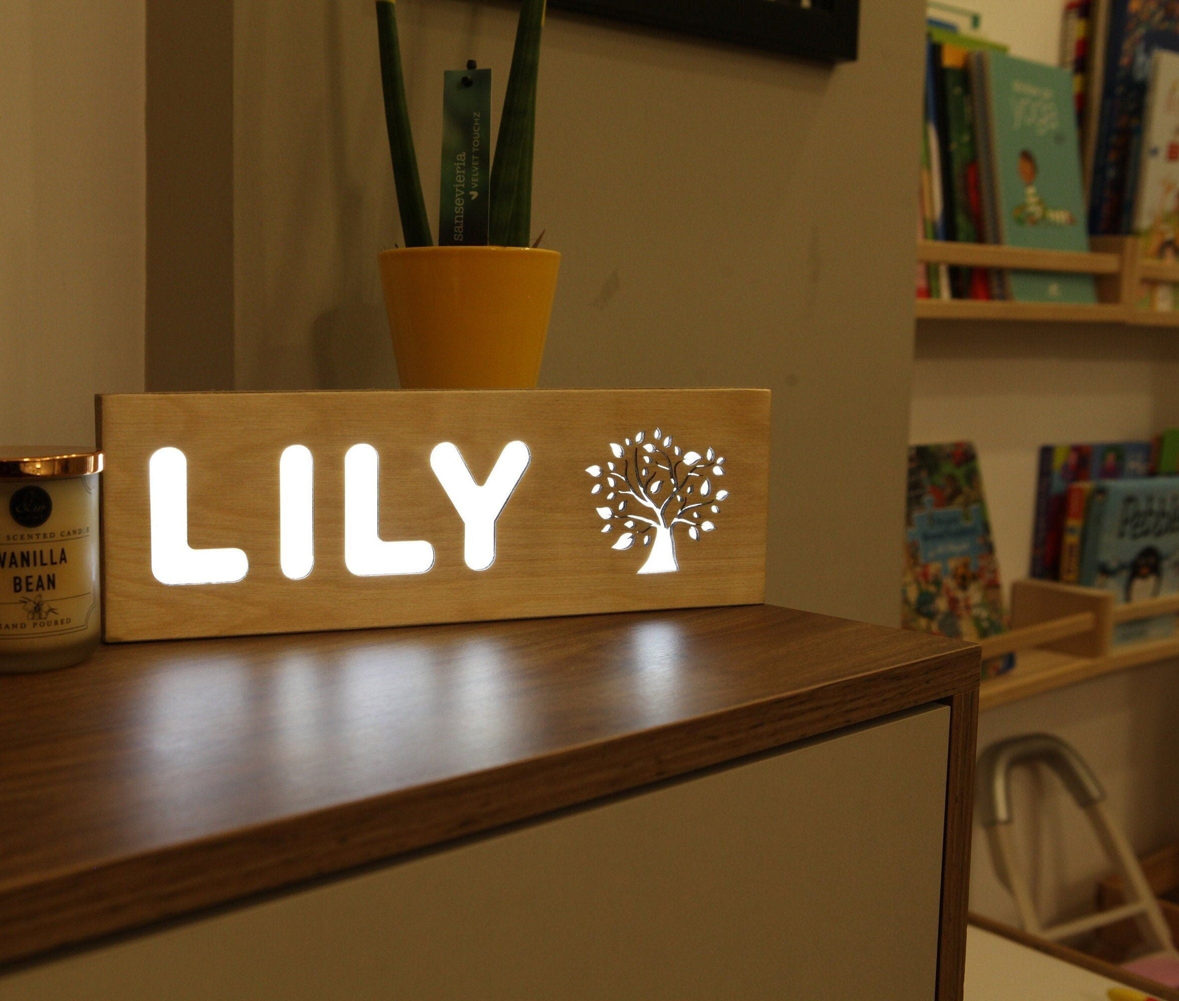 Fallover Personalised Night Light With Baby Name And Date, Custom LED Lamp For Baby Boys Girls Nursery, Cute Animals Pattern, Baby Sleep Light
