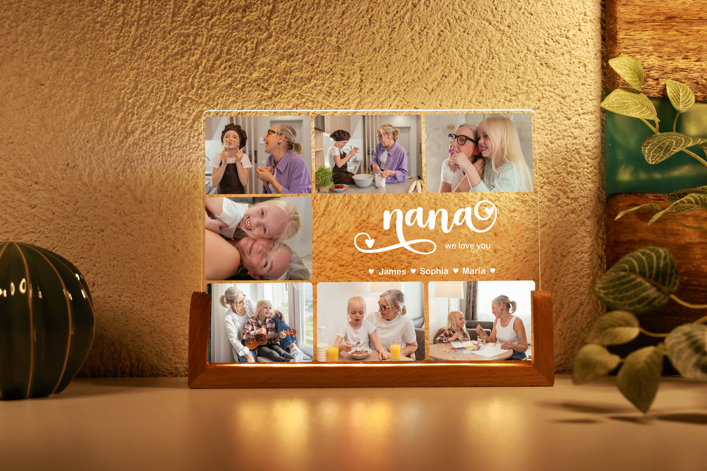 7 Photos Mom, Nana, Dad Personalized Night Light