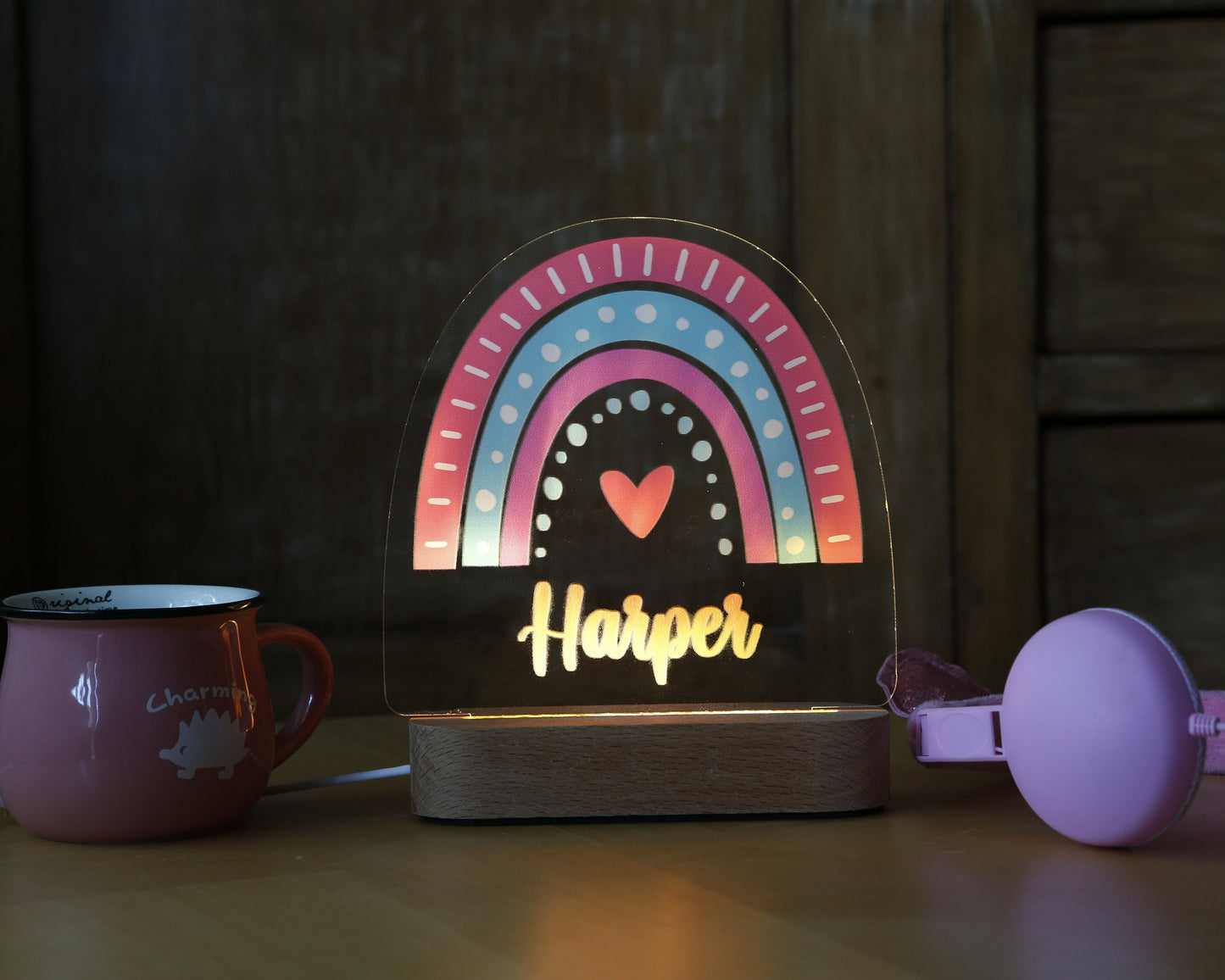 Personalized Rainbow Nightlight - Custom Birthday Gift for Kids - Child Nightlight - Light Up Gift