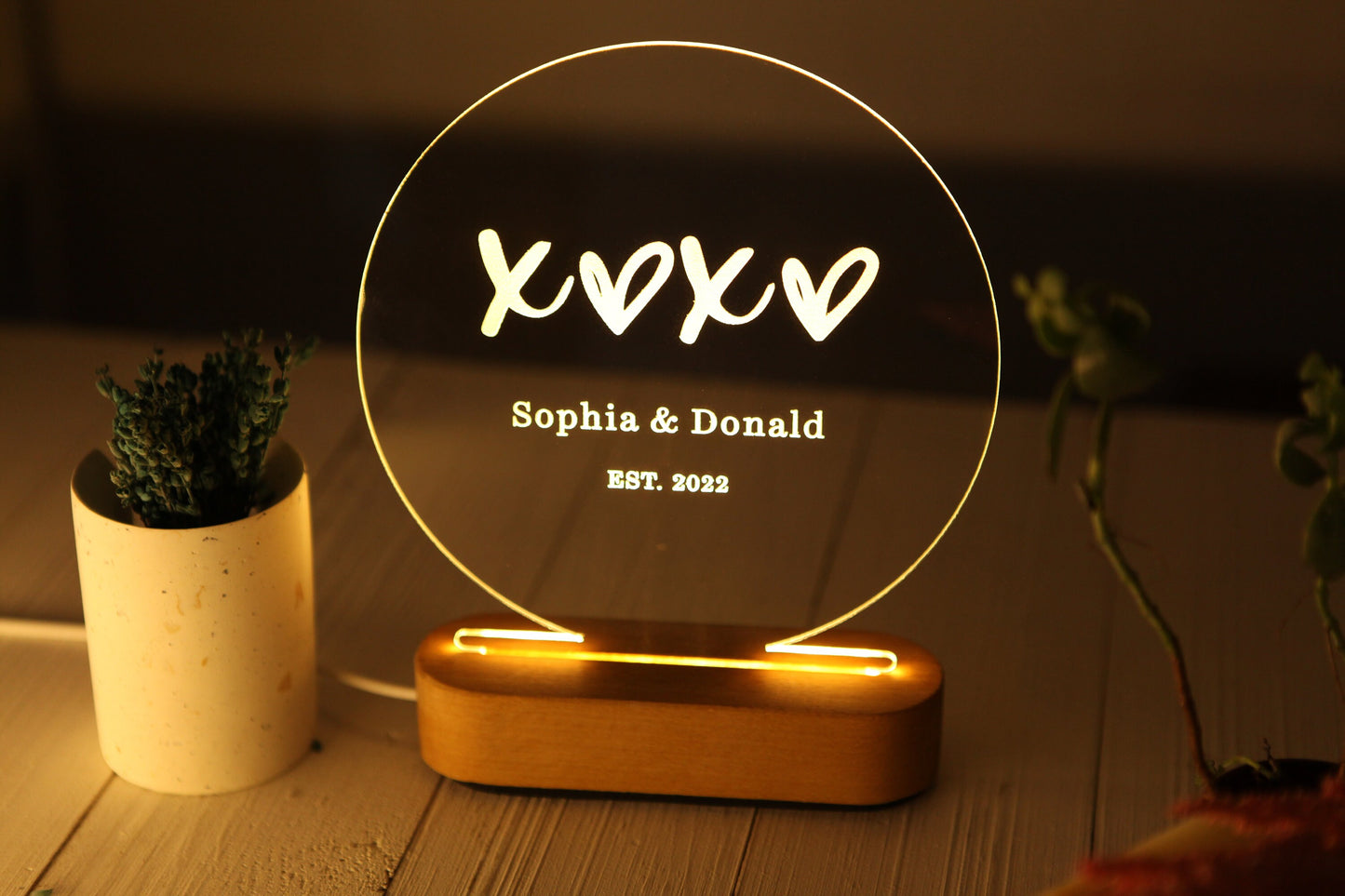 Custom Night Lamp as Valentines Gift - Engagement Gift for the Bride To Be - Marriage Gifts - Married Couple Gift Idea