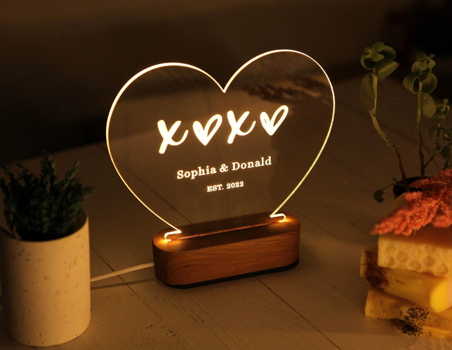 Custom Night Lamp as Valentines Gift - Engagement Gift for the Bride To Be - Marriage Gifts - Married Couple Gift Idea