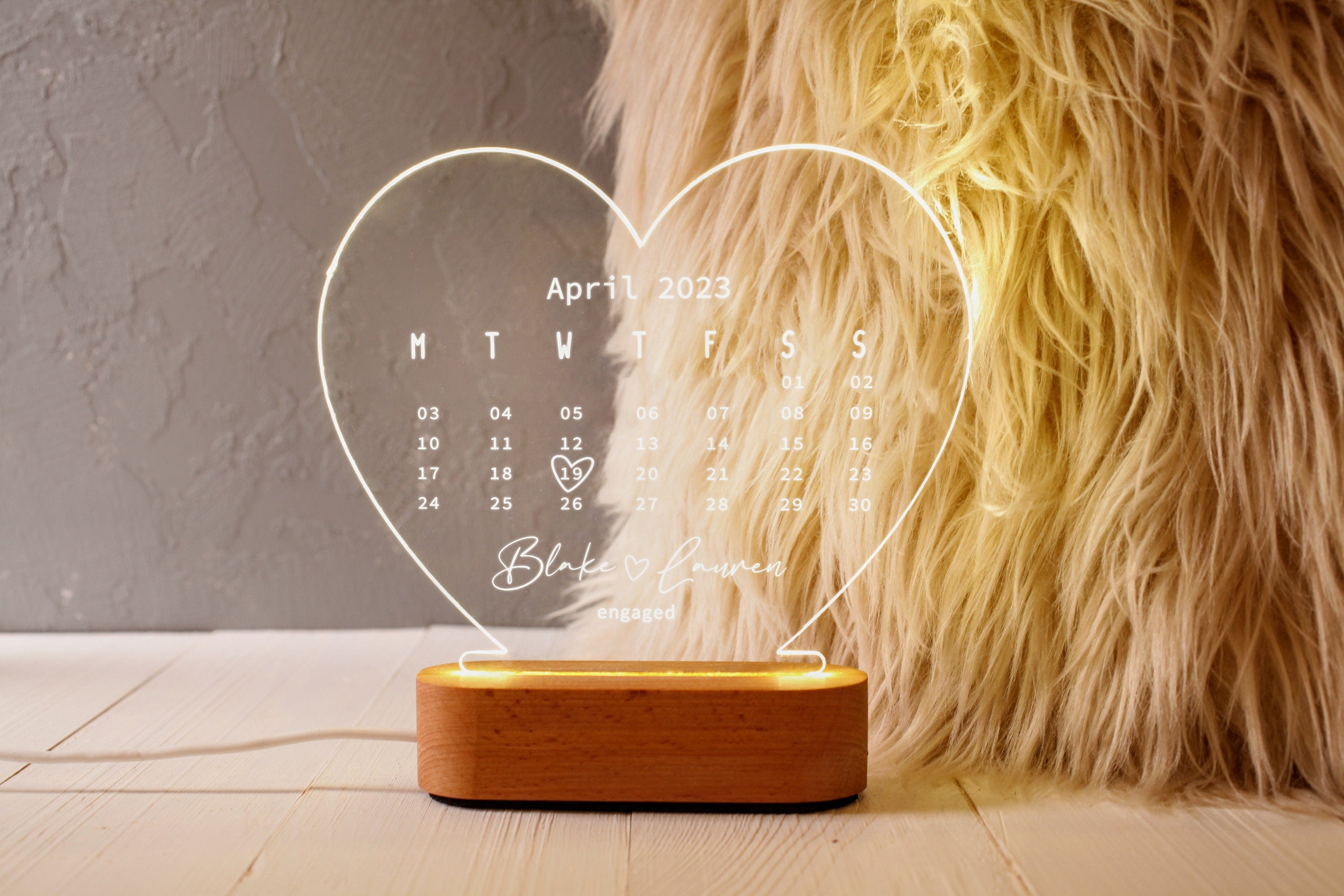 Custom Heart Led Light - Personalized Valentines Gift