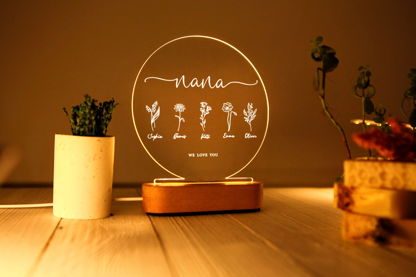 Flower Name Light for Nana - Gift for Nana