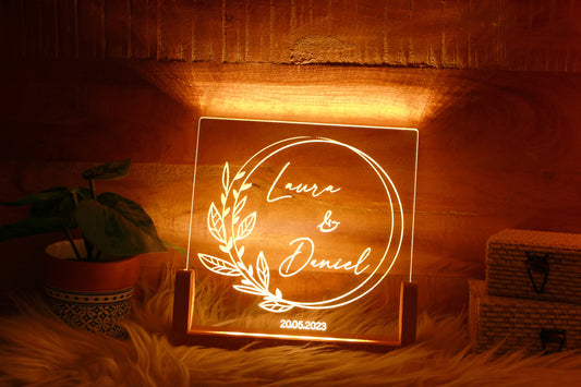 Custom Wedding Anniversary Night Light