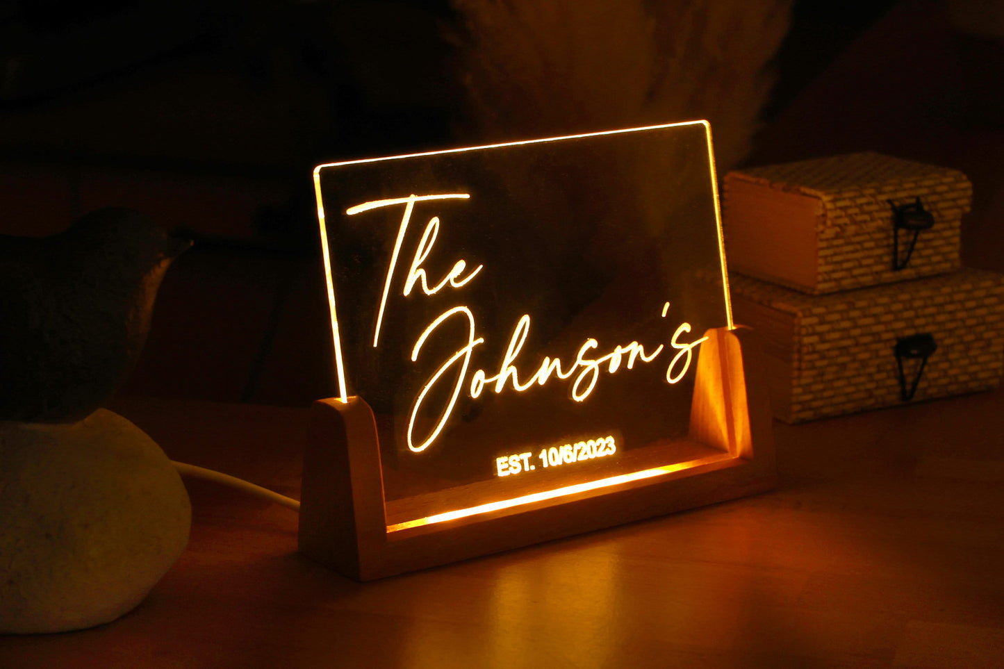 Custom Night Light for Couples, Personalized Name Date Night Lamp