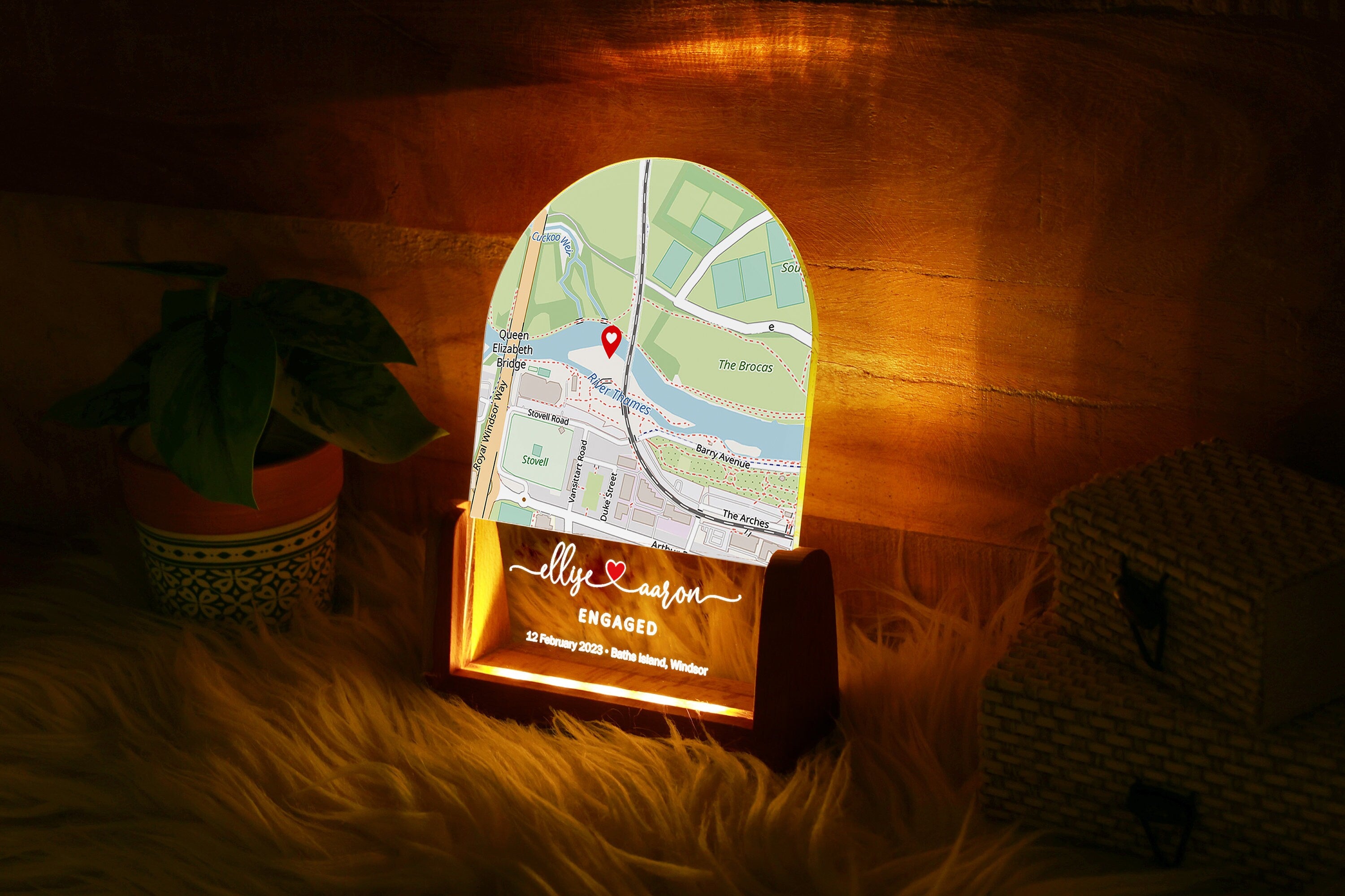 Custom Map Night Light, Personalized Location Light