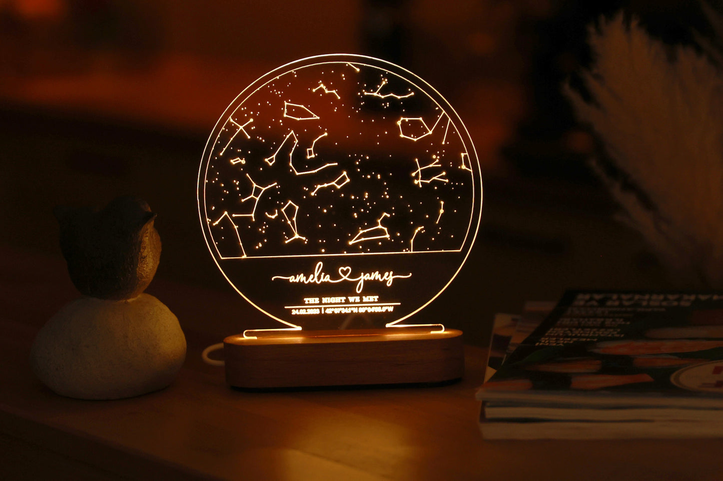 Custom Star Map Night Light, Personalized Constellation Chart Lamp