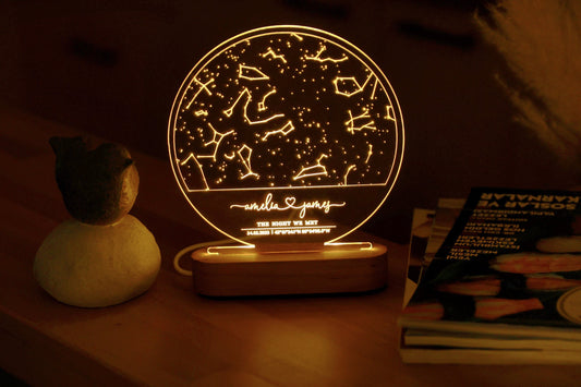 Custom Star Map Night Light, Personalized Constellation Chart Lamp