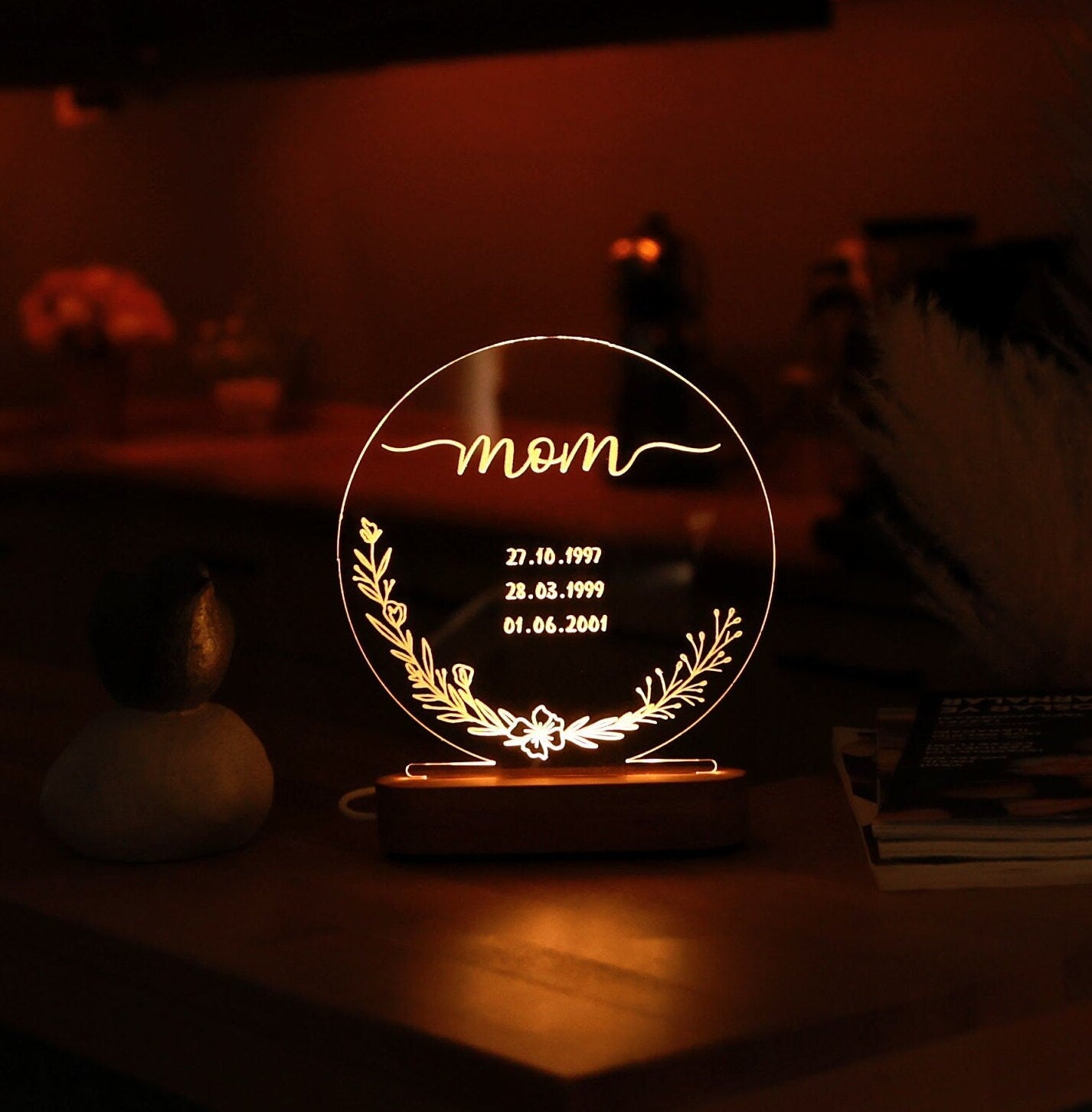 Personalized Mom Gifts, LED Night Light, Christmas & Birthday Surprises