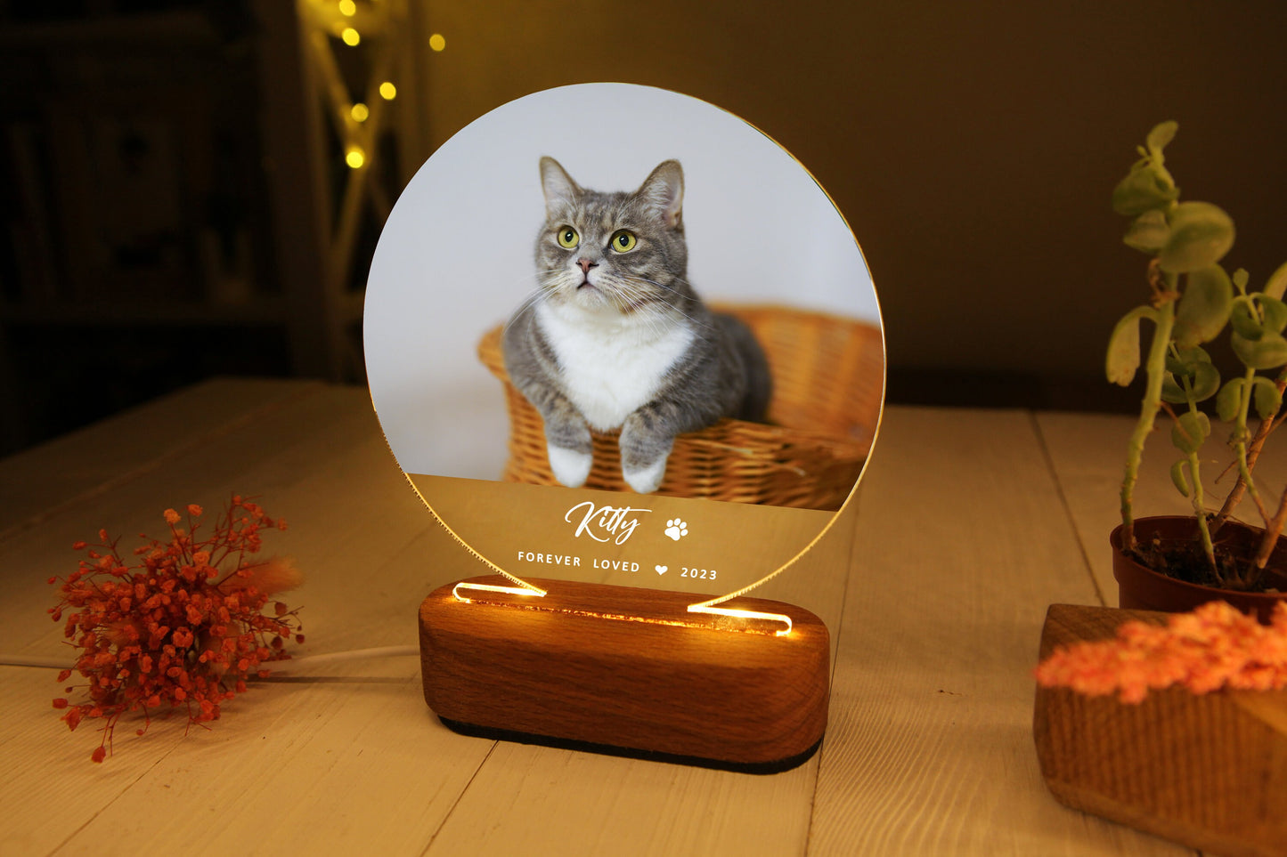 Custom Pet Print Night Light - Pet Remembrance Gift - Dog Memorial - Cat Memorial