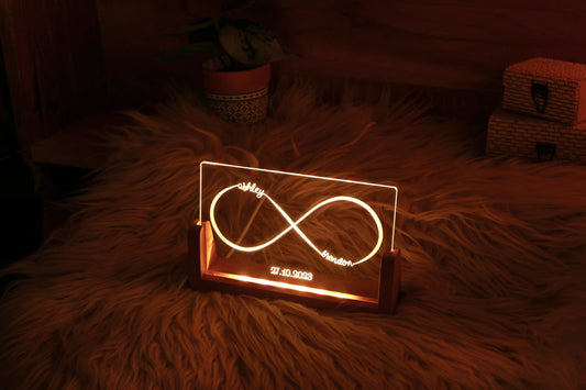 Personalized Infinity Plexi Night Light - Custom Anniversary Lamp