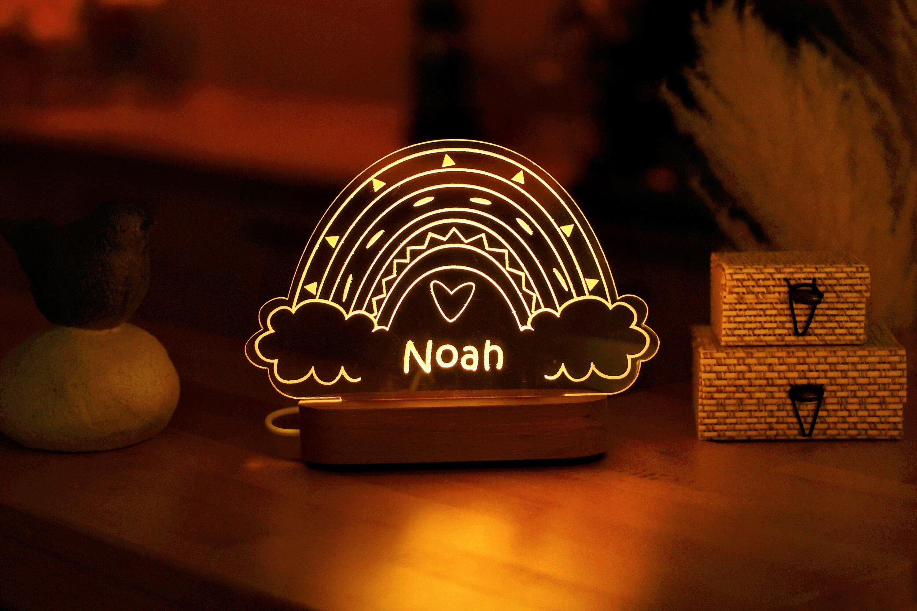 Custom Baby Night Light - Rainbow Nightlight  Personalized Kids Name